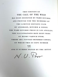 Jack London, Call of the Wild, Illus. Henry V. Poor, 1960, SIGNED, Near Fine HC w/slipcase.