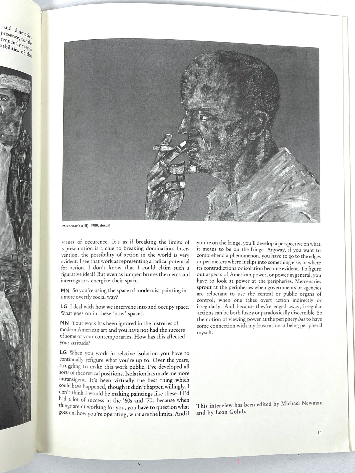 Leon Golub: Mercenaries and Interrogations, Institute of Contemporary Art, 1982, Very Good softcover.