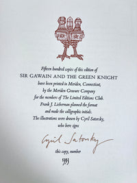 Sir Gawain & The Green Knight, Illus. Cyril Satorsky, 1971, SIGNED, Near Fine, HC w/slipcase.