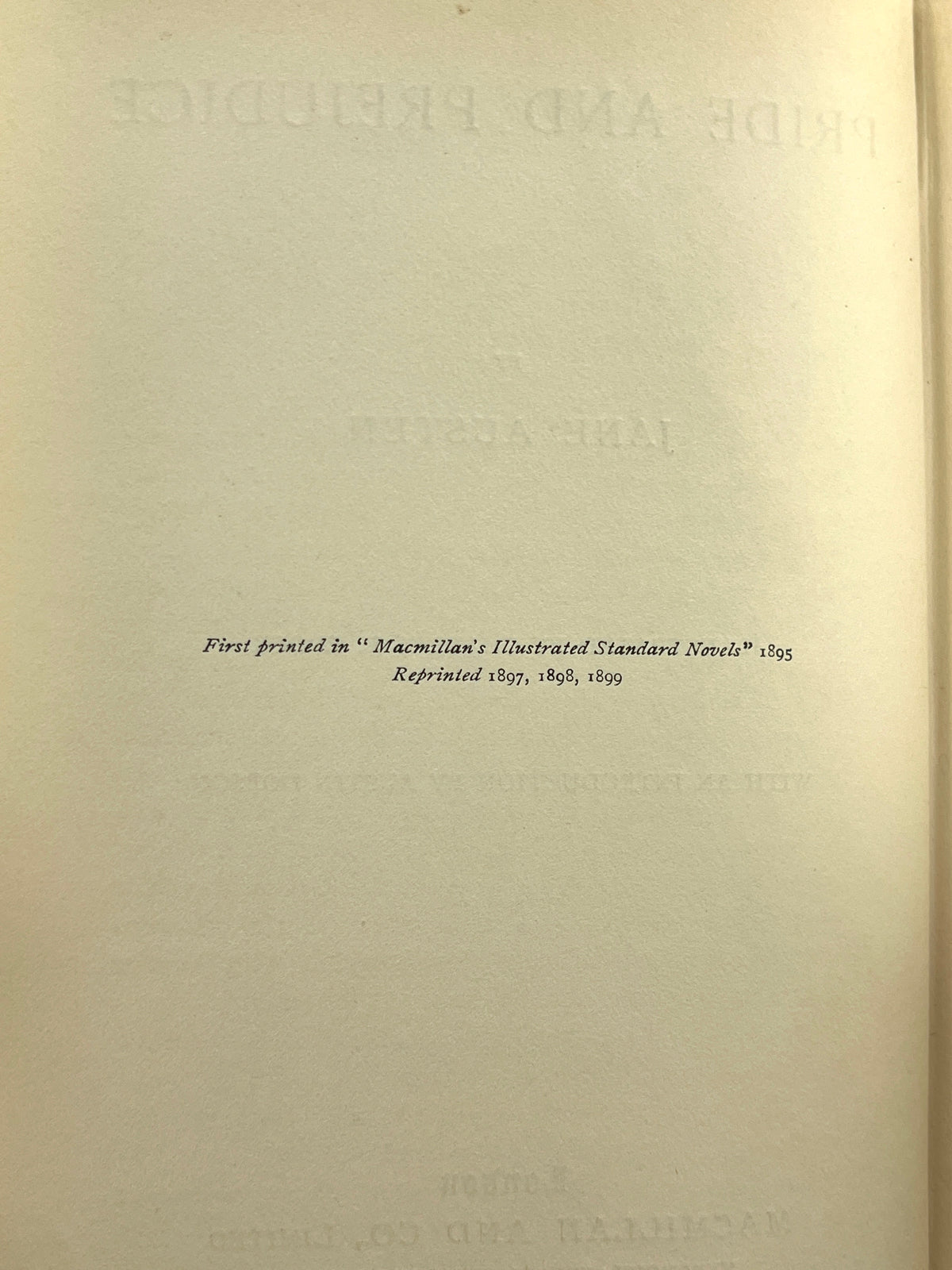 Jane Austen, Pride and Prejudice, Reprint 1st Ed Thus, Macmillan & Co., Scarce, 1899, VG HC