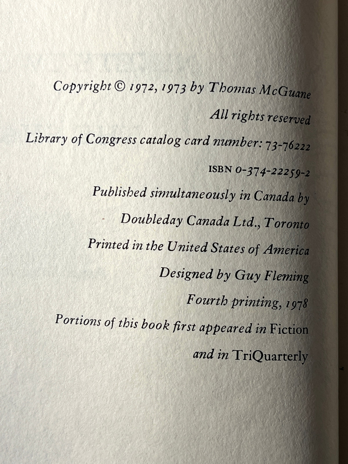 Ninety-Two in the Shade, Thomas McGuane, 1978, 4th Printing, Good w/DJ