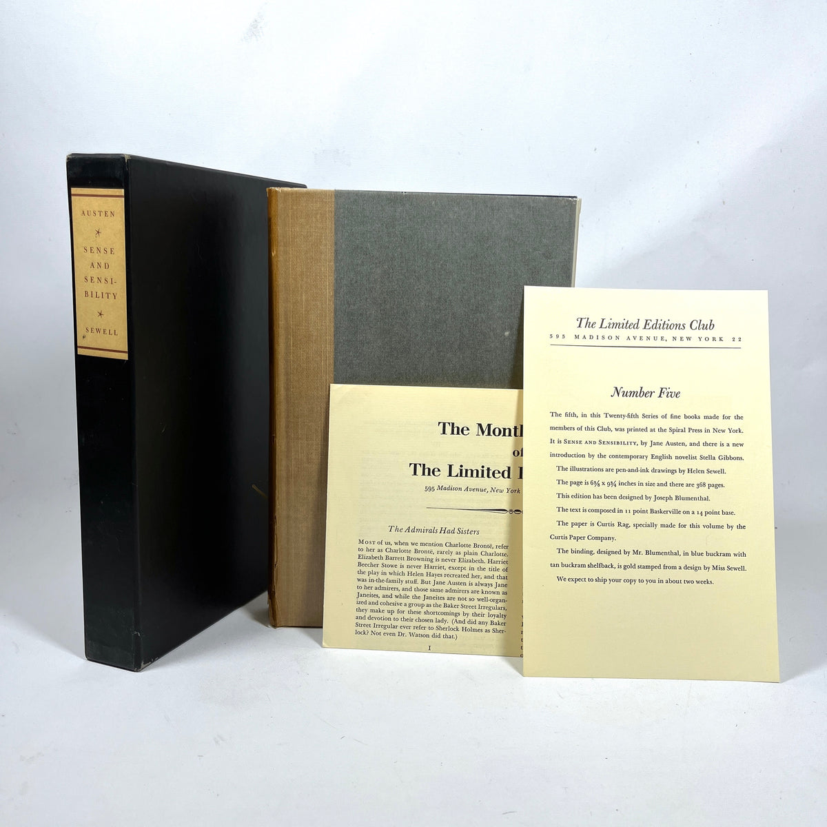 Sense and Sensibility, Jane Austen, 1957, Limited Editions Club, NF HC & slipcase