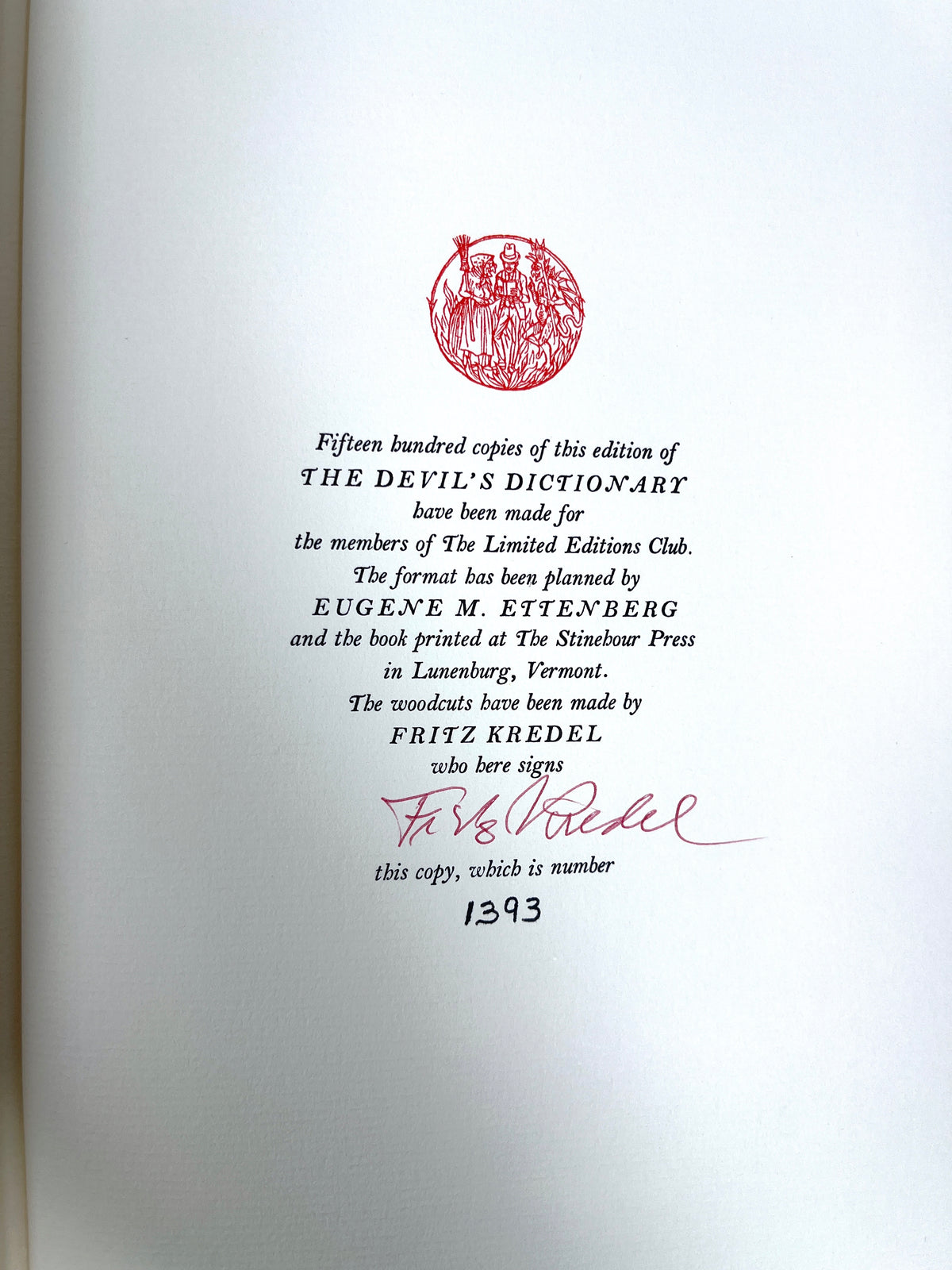 Ambrose Bierce, The Devil's Dictionary, Fritz Kredel, 1972, SIGNED, NF HC w/slipcase.