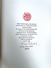 Ambrose Bierce, The Devil's Dictionary, Fritz Kredel, 1972, SIGNED, NF HC w/slipcase.