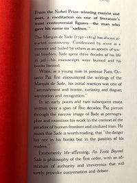 Octavio Paz, An Erotic Beyond: Sade, Uncorrected Proof, 1998, Softcover, Near Fine