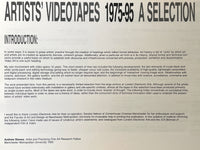 Artists’ Videotapes, 1975-95: A Selection, Andrew Stones, Cornerhouse Exhibitions, 1995, Rare, SC, NF
