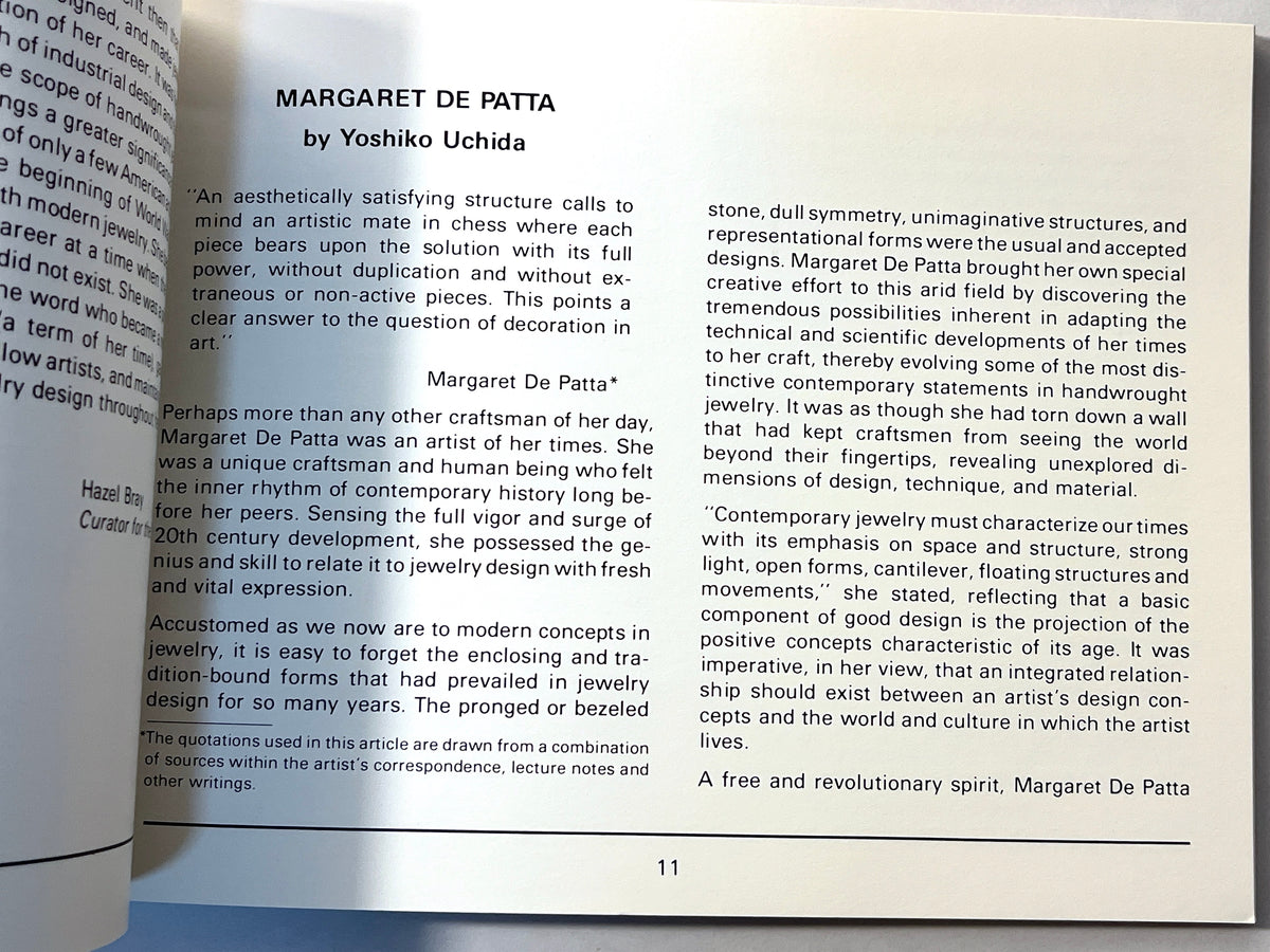 The Jewelry of Margaret De Patta: A Retrospective Exhibition, Oakland Museum, VG
