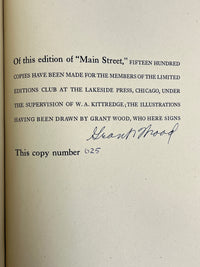 Main Street, Sinclair Lewis, Grant Wood, Limited Editions Club, NF SC & VG slipcase