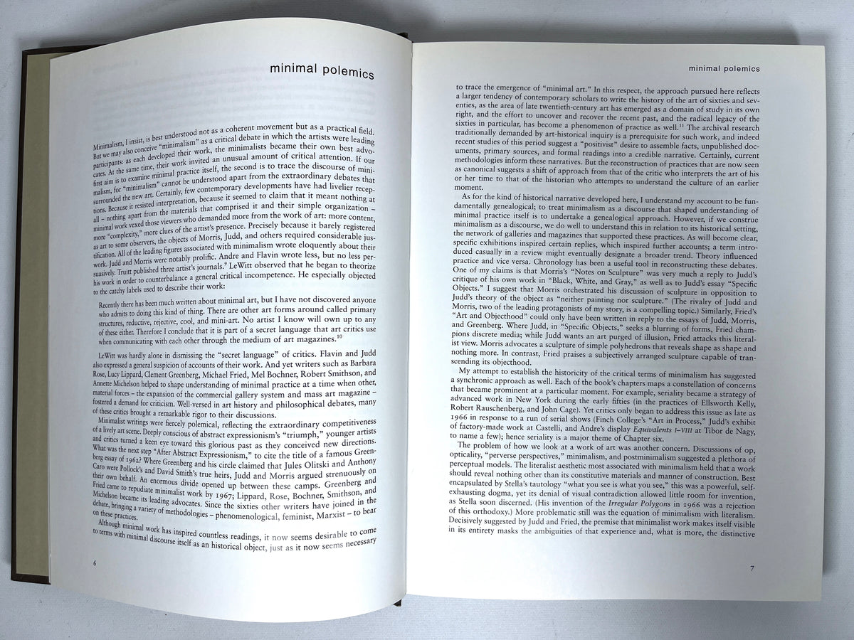 Minimalism: Art and Polemics in the Sixties, 2001, Near Fine hardcover.