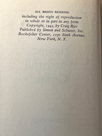 Having Wonderful Crime, Craig Rice, Simon & Schuster, First Edition, 1943, HC, VG.