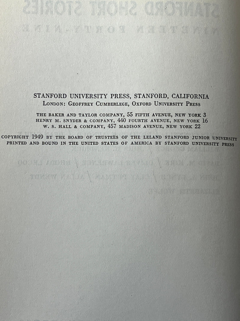 Stanford Short Stories: Nineteen Forty-nine ..., Wallace Stegner, 1949, VG w/DJ
