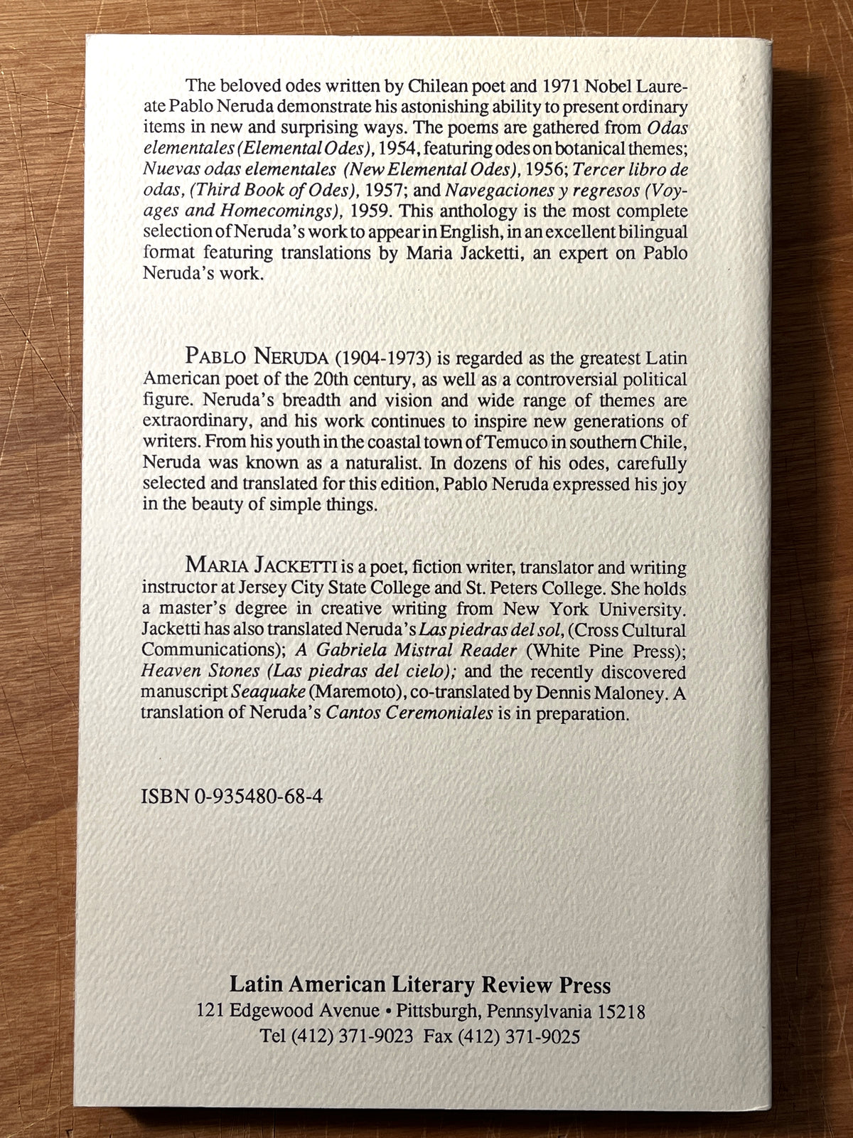 Neruda's Garden: An Anthology of Odes, Pablo Neruda, Unproofed Galley, NF