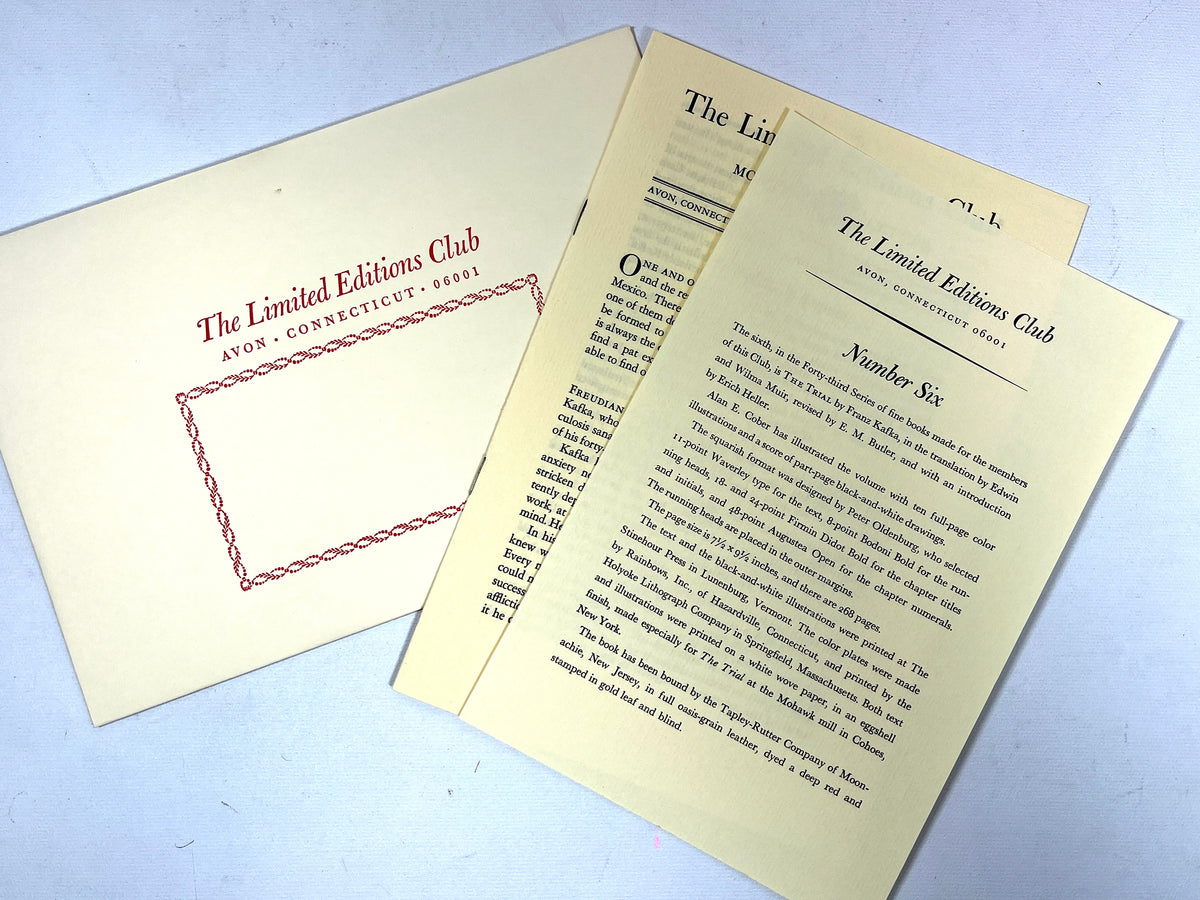 The Trial, Franz Kafka, Alan E. Cober, Limited Editions Club, 1975, Fine in slipcase