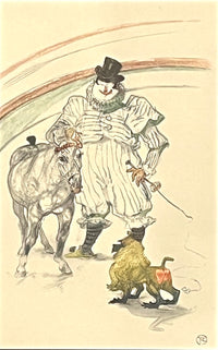 "Clown Training a Horse & Monkey", Henri de Toulouse-Lautrec circus drawing, Fine