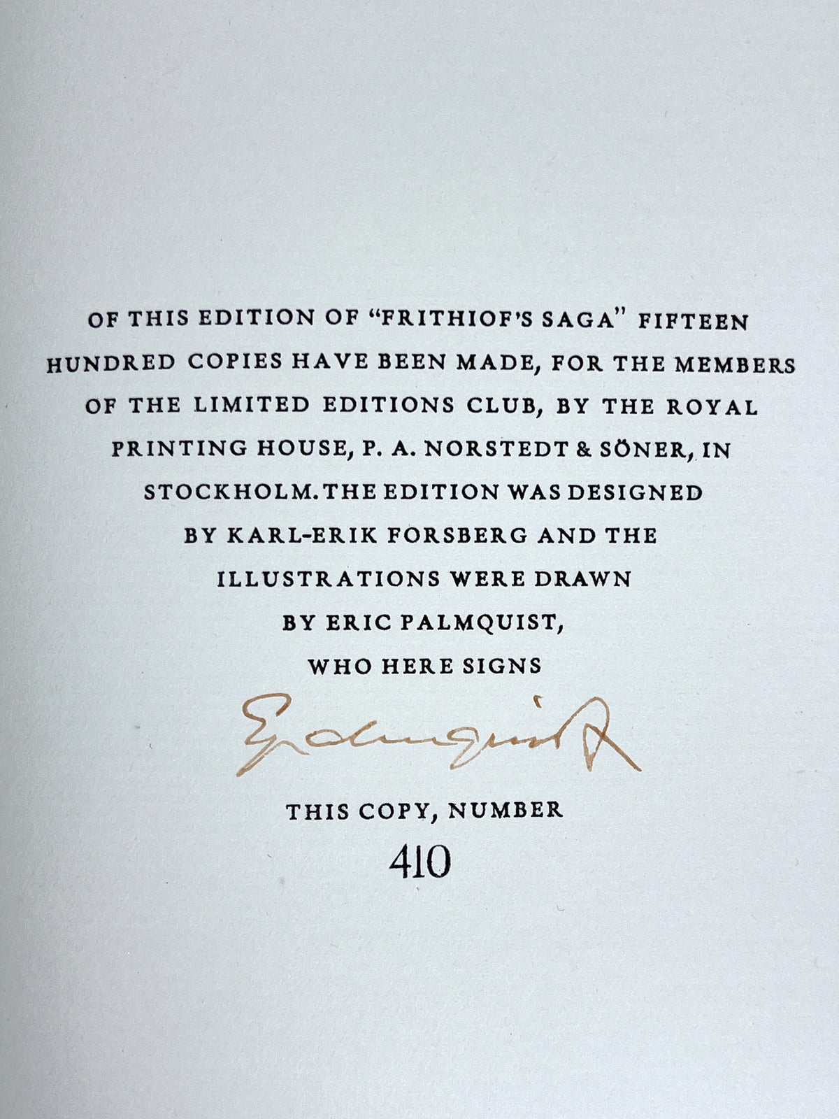 Frithiof’s Saga, Esaias Tegnér, Eric Palmquist, Limited Editions Club, 1953