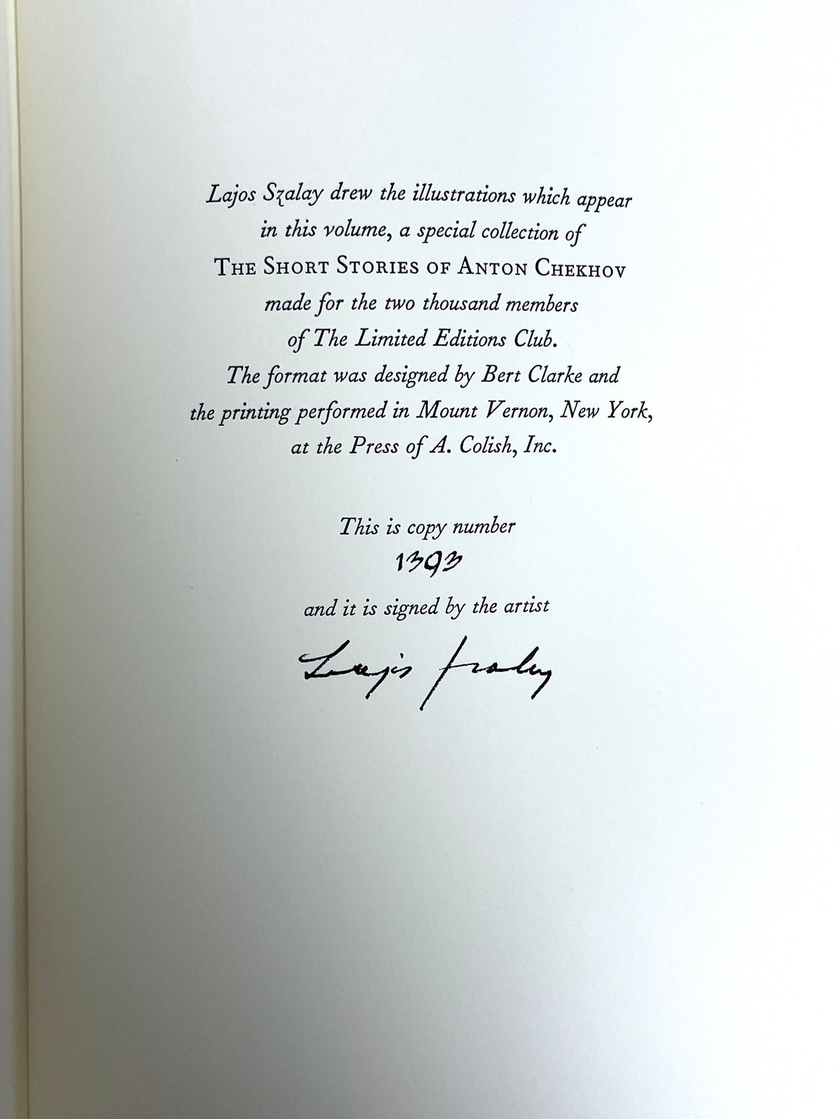 The Short Stories of Anton Chekhov, Lajos Szalay, Limited Editions Club, 1970