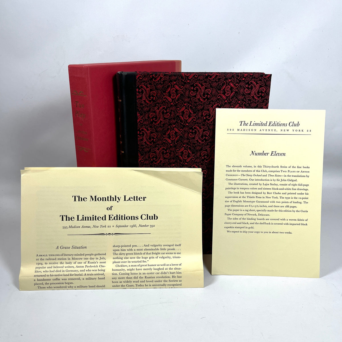 Two Plays, Anton Chekhov, Limited Editions Club, 1966, SIGNED by Szalay