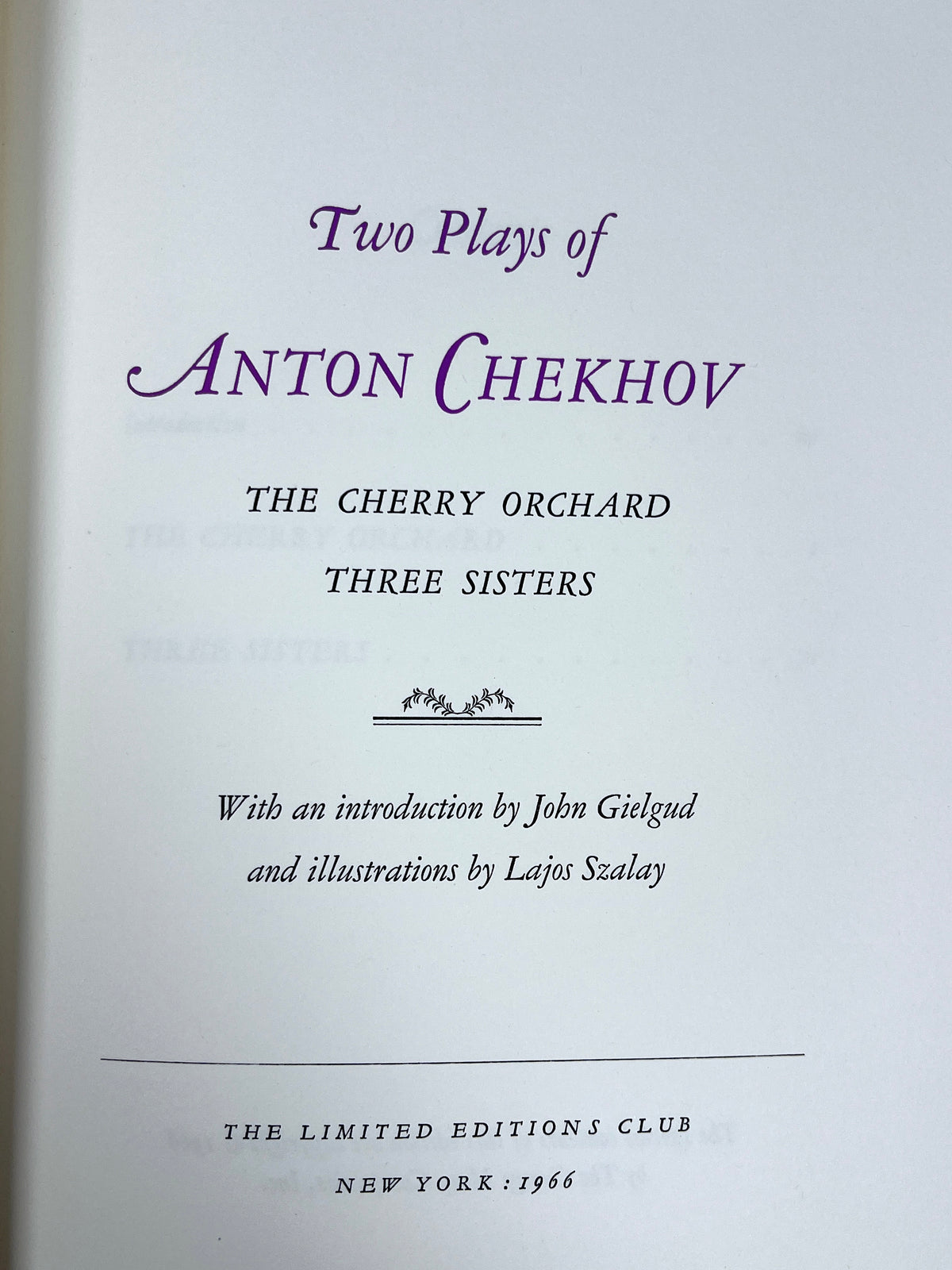 Two Plays, Anton Chekhov, Limited Editions Club, 1966, SIGNED by Szalay