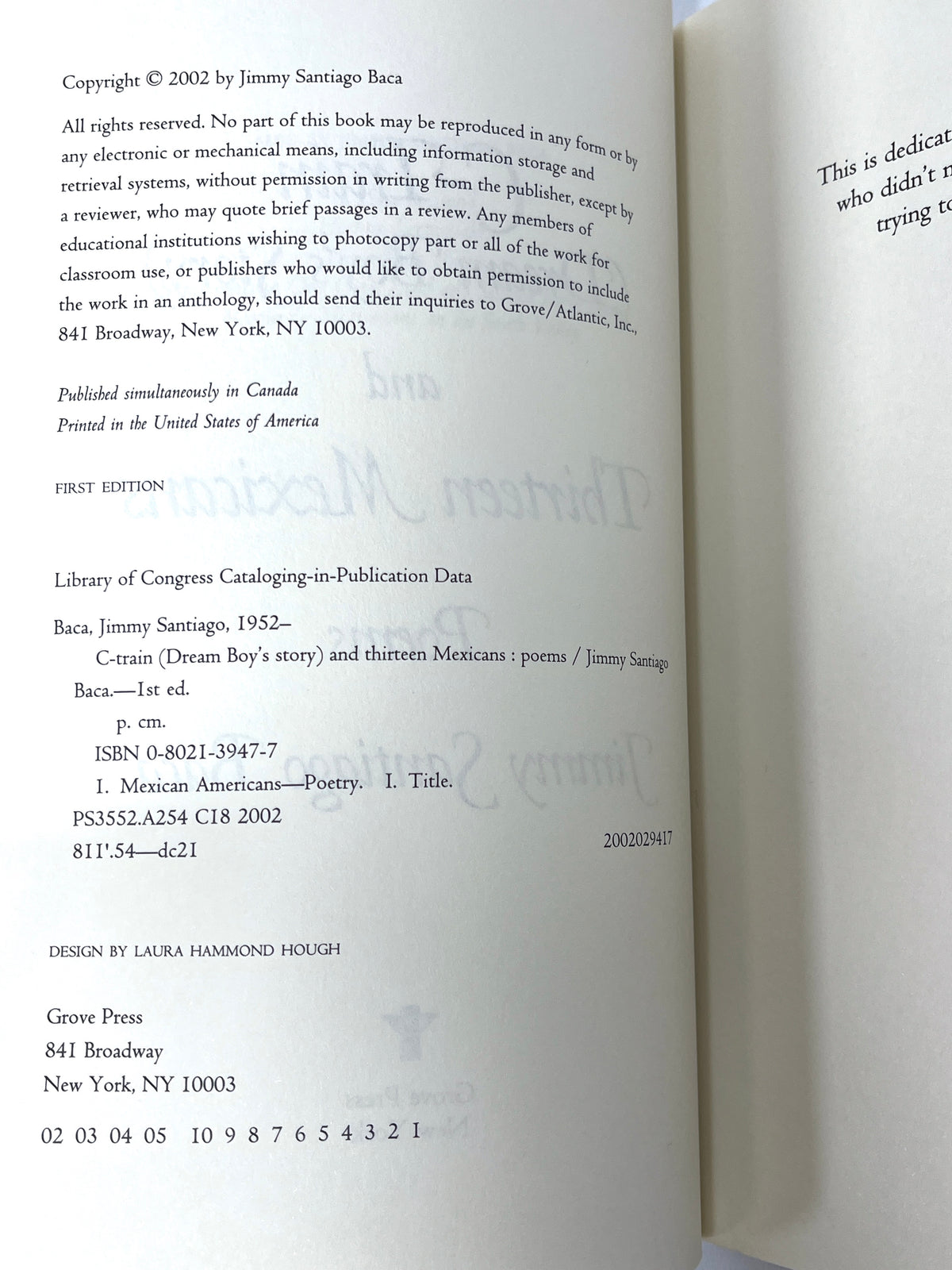 C-Train (Dream Boy's Story) and Thirteen Mexicans, Jimmy Santiago Baca, SIGNED 1st Ed., 2002, Near Fine