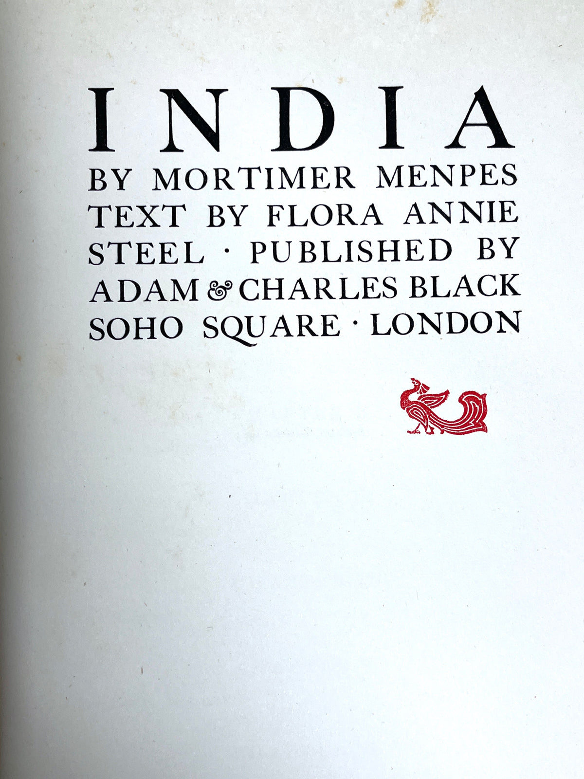 India by Mortimer Menpes, Flora Annie Steel, Adam & Charles Black, 1905, Very Good