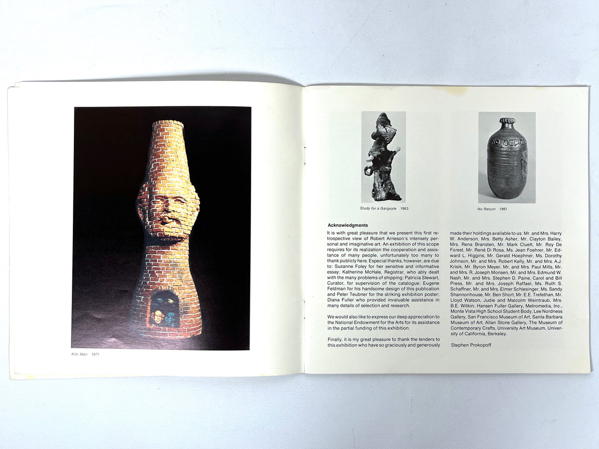 Robert Arneson, Museum of Contemporary Art & San Francisco Museum of Art, 1974, Very Good softcover.