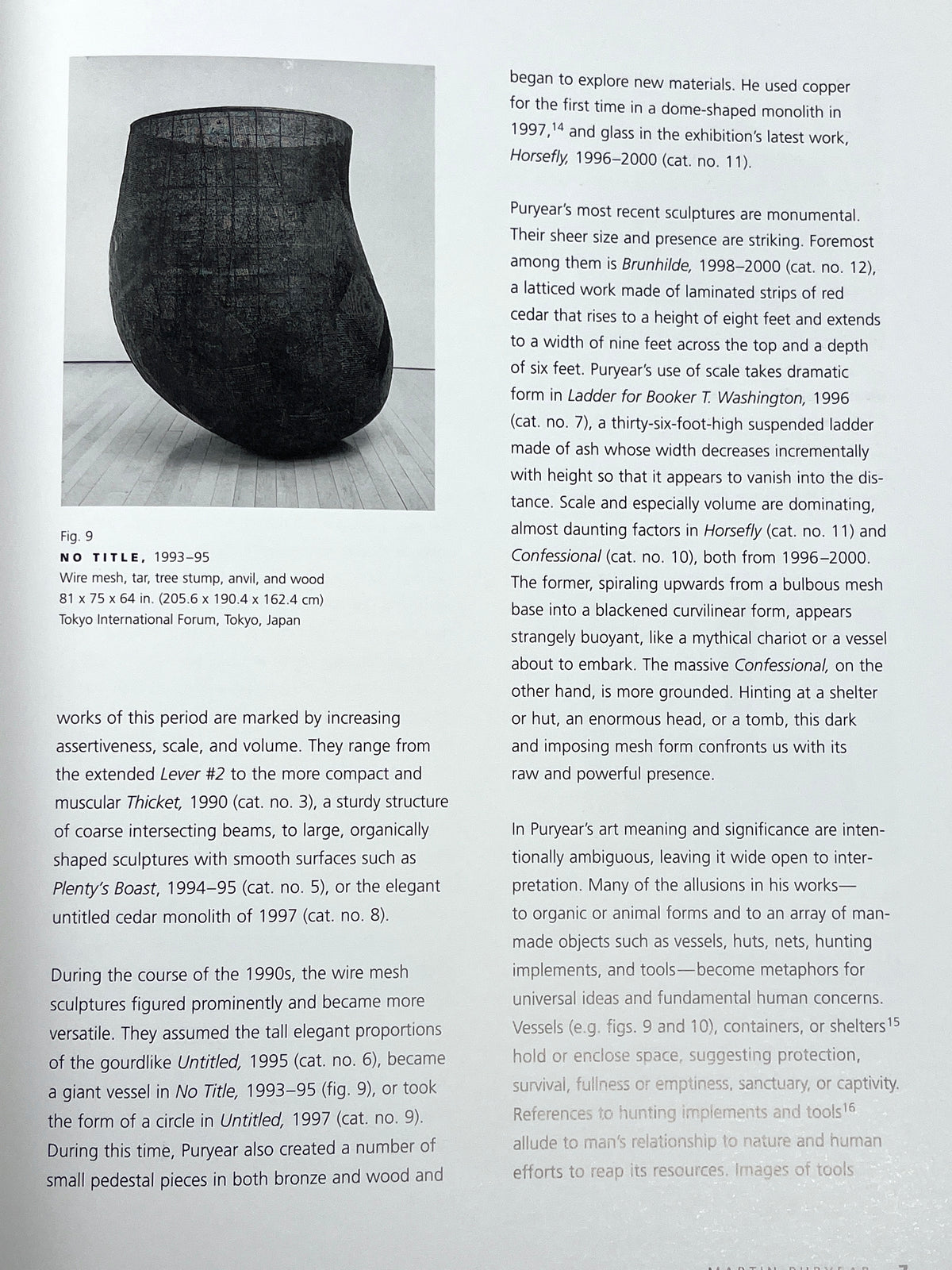 Martin Puryear, Margo A. Crutchfield, exhibit catalog, 2001, Very Good SC