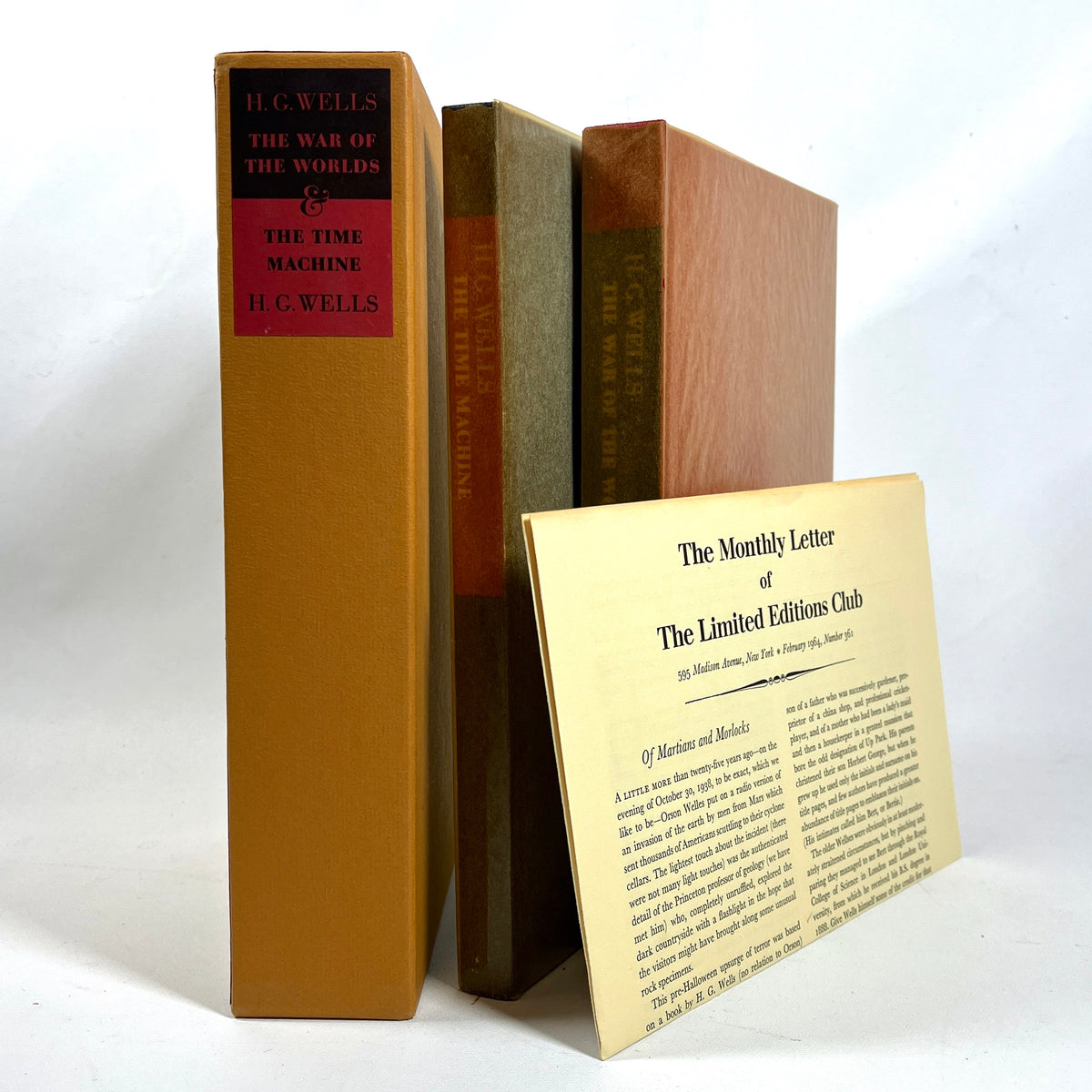 H.G. Wells, The War of the Worlds/The Time Machine, Illus. by Joe Mugnaini, Limited Editions Club, SIGNED, 1964, VG HC w/slipcase.