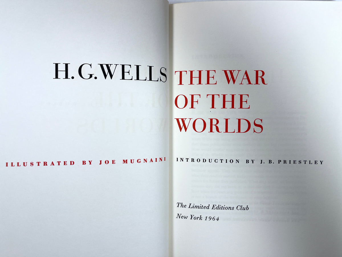 H.G. Wells, The War of the Worlds/The Time Machine, Illus. by Joe Mugnaini, Limited Editions Club, SIGNED, 1964, VG HC w/slipcase.