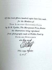 Walden, or Life in the Woods, Henry Thoreau, Limited Editions Club, Edward Steichen, SIGNED