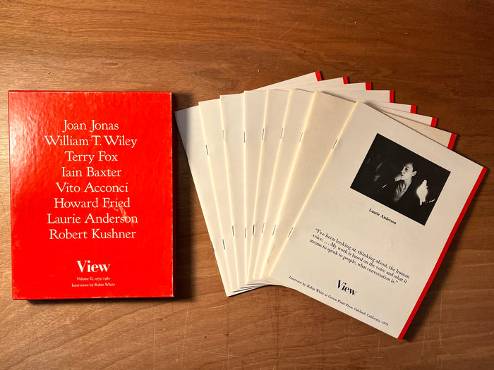 View: Interviews: Joan Jonas, William T. Wiley, Vito Acconci, Laurie Anderson, et al. Volume II, April 1979-March 1980.