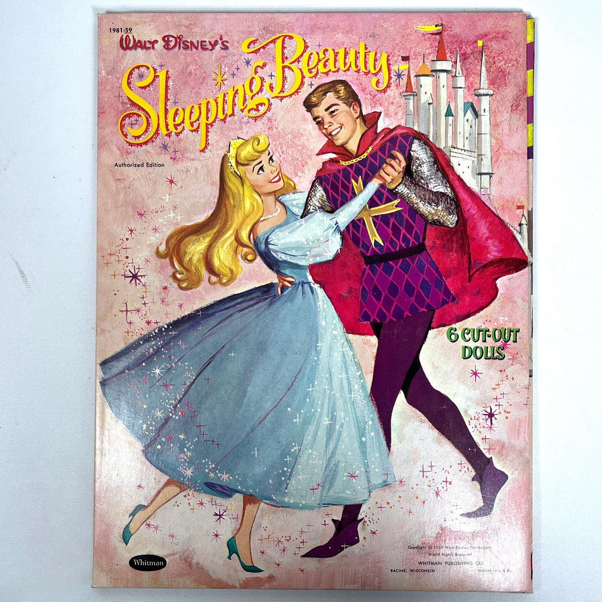 Walt Disney's Sleeping Beauty 6 Cut-Out Paper Dolls, Whitman, Authorized Edition, 1959, Near Fine ephemera.