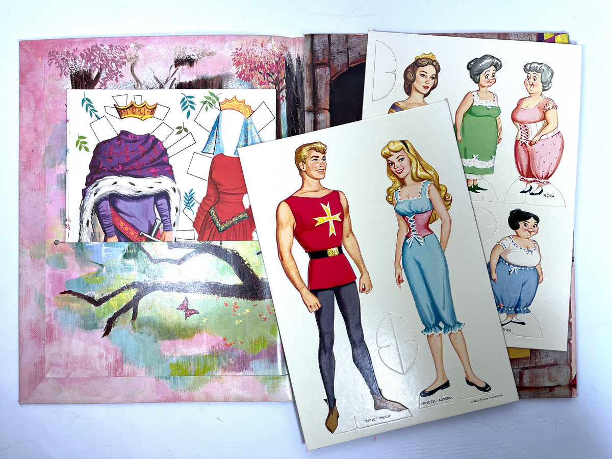 Walt Disney's Sleeping Beauty 6 Cut-Out Paper Dolls, Whitman, Authorized Edition, 1959, Near Fine ephemera.