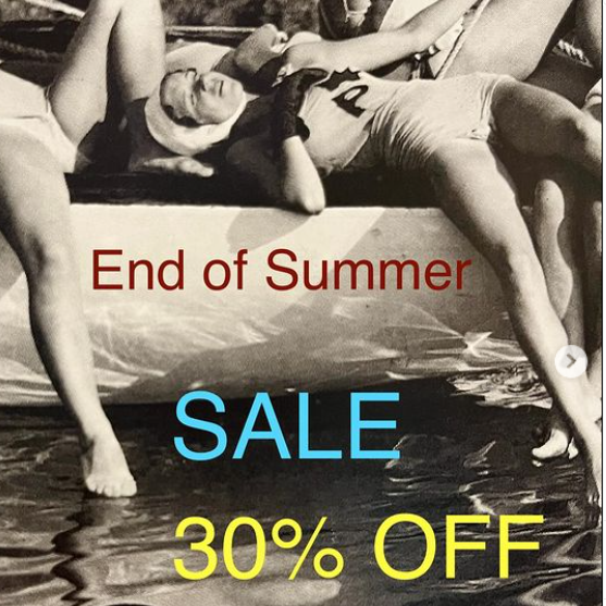 END OF SUMMER SALE: 30% OFF ENTIRE STOCK