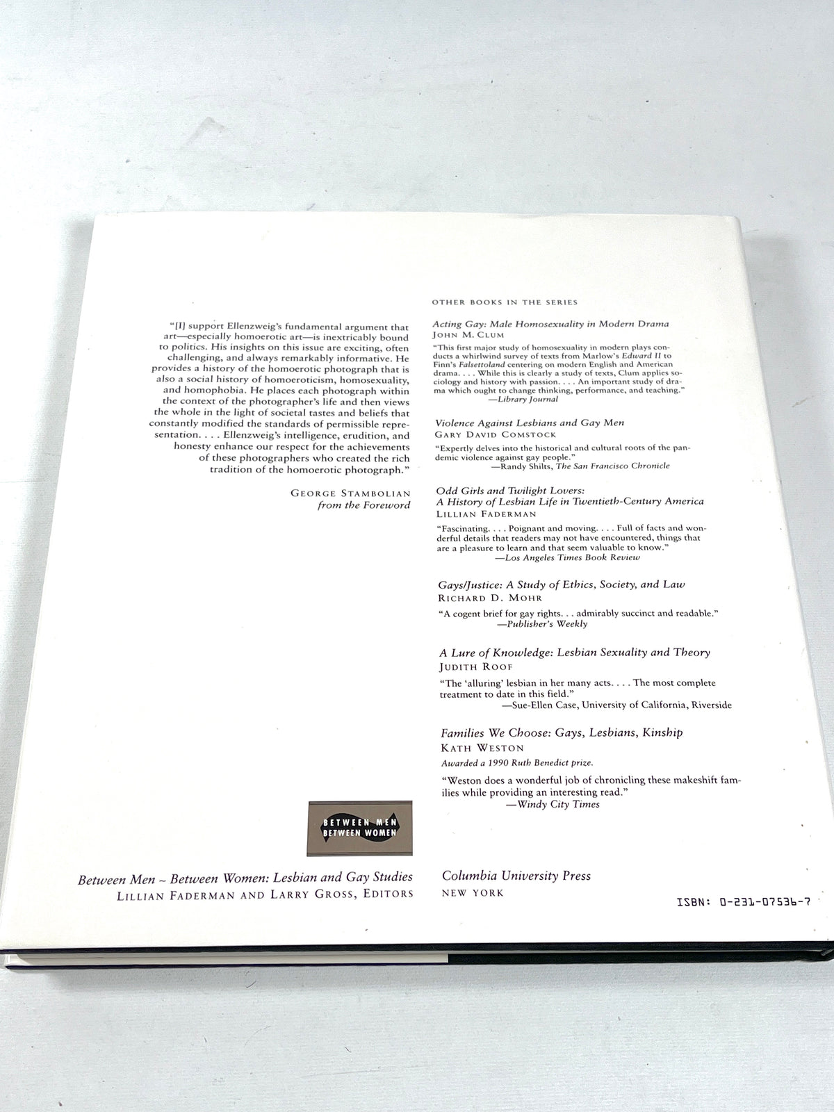 The Homoerotic Photograph, Columbia University Press, 1992, Near Fine hardcover w/DJ