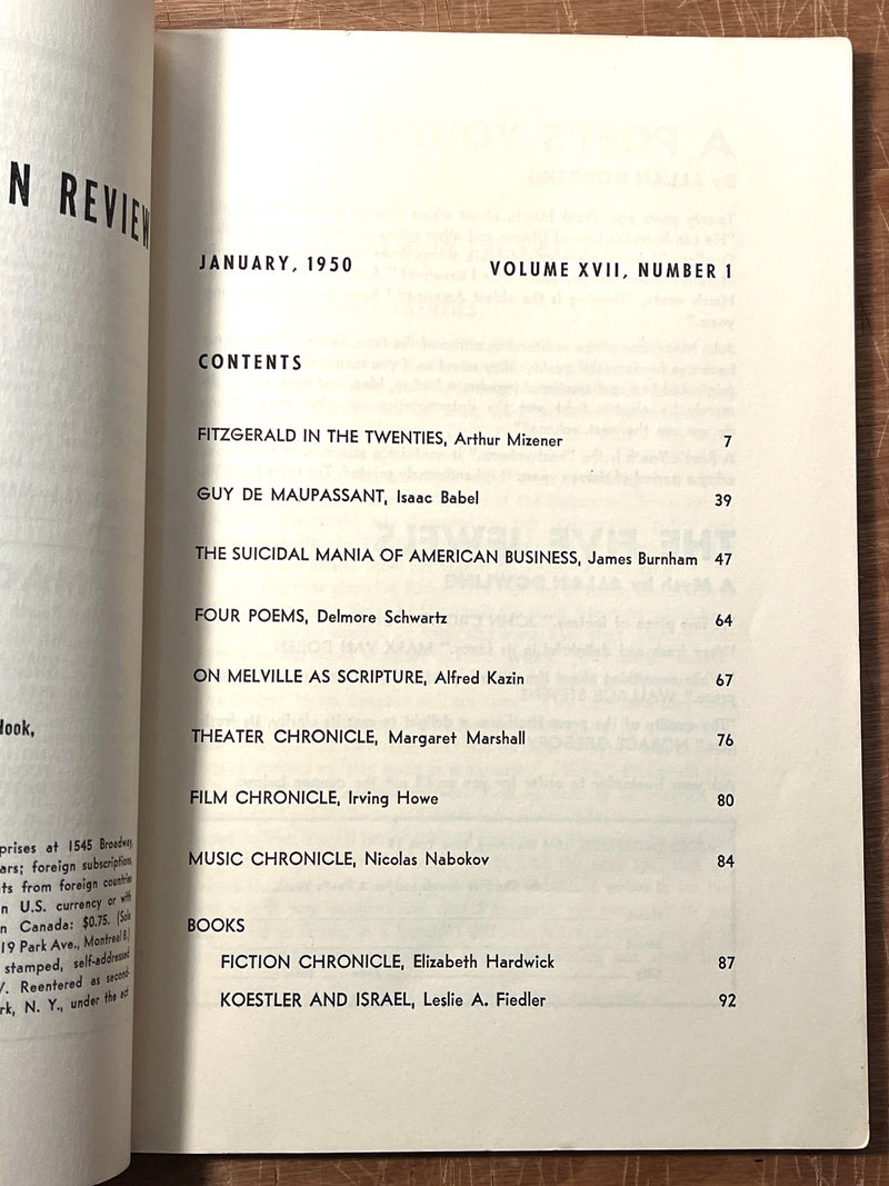 Partisan Review, January, 1950, Maupassant, Delmore Schwartz, New York, Very Good, SC