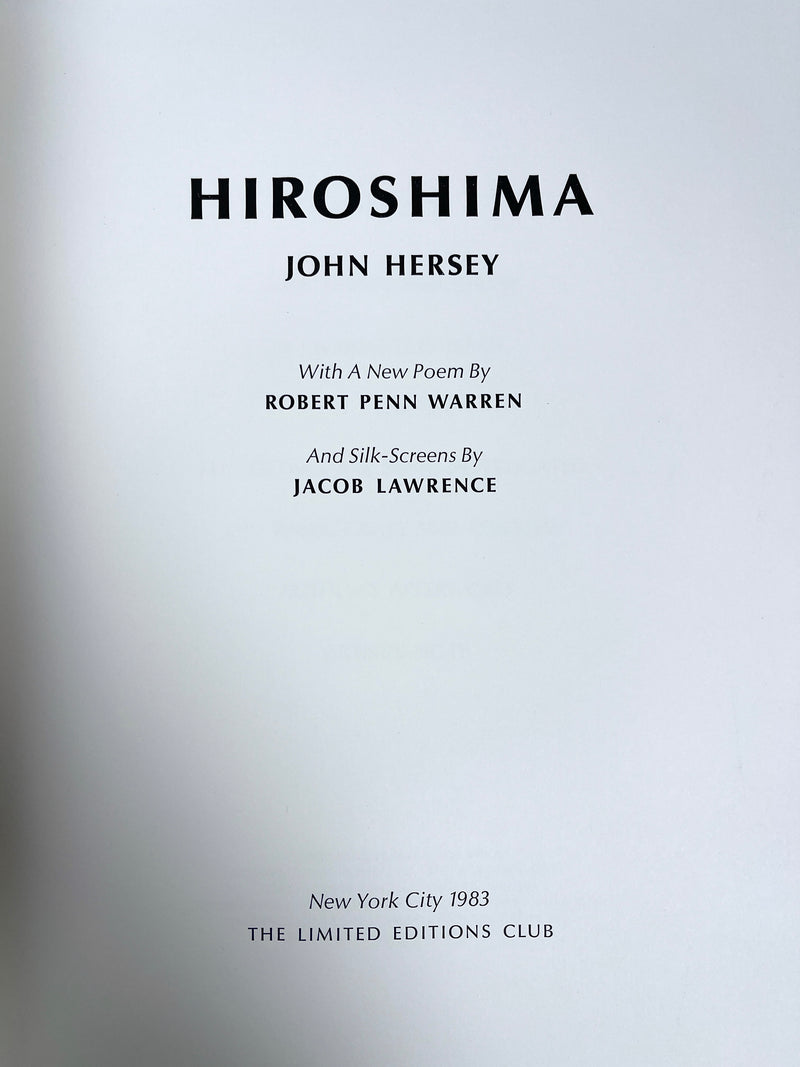 John Hersey, Hiroshima, illustrated Jacob Lawrence, SIGNED, Limited Editions Club, 19