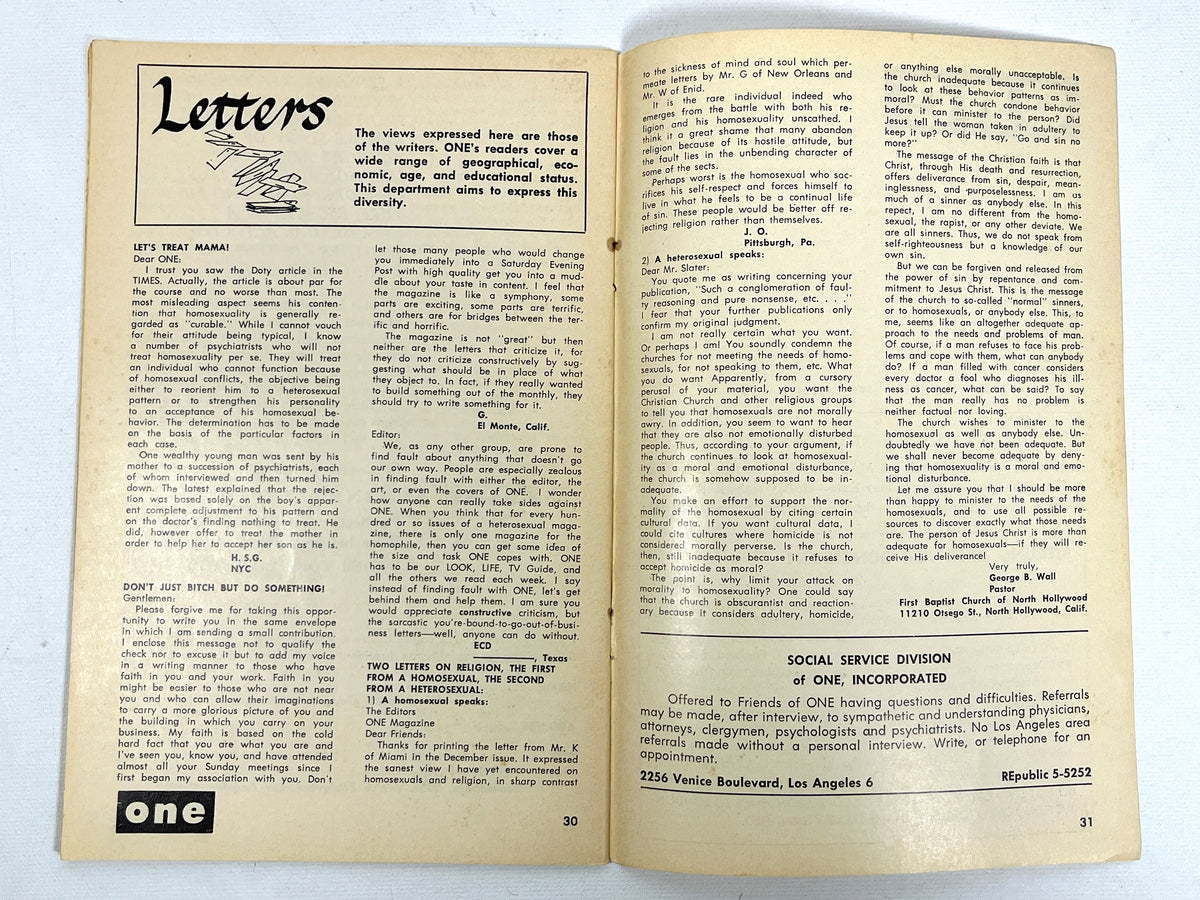 One Magazine, Volume XII, Number 3, March 1964, Very Good+ staplebound, gay interest