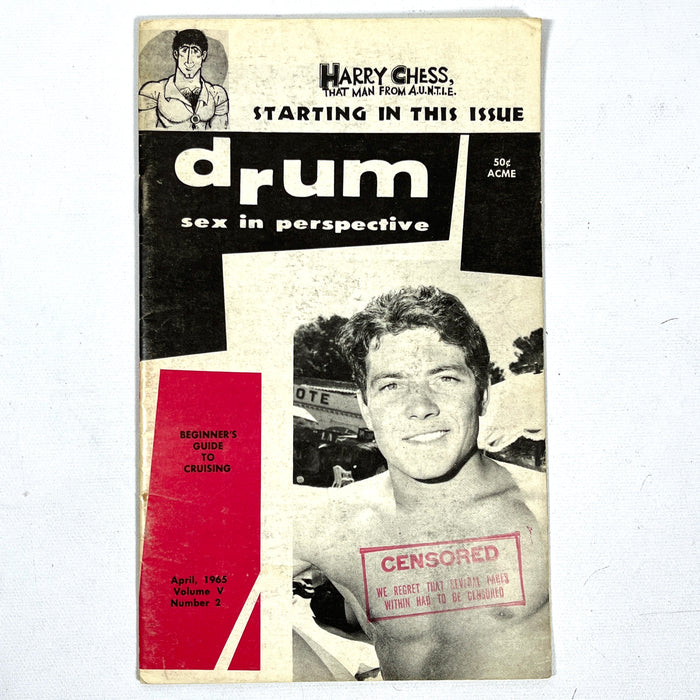 Drum: Sex in Perspective, CENSORED, Vol V, No 2, April 1965, VG staplebound, gay interest