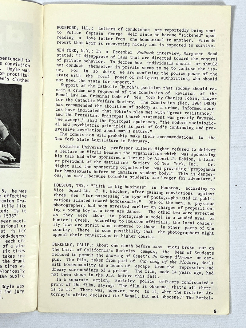 Drum: Sex in Perspective, CENSORED, Vol V, No 2, April 1965, VG staplebound, gay interest