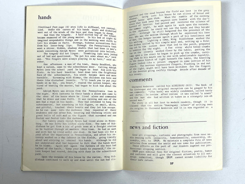 Drum: Sex in Perspective, Vol V, No 4, June 1965, Very Good staplebound, gay interest