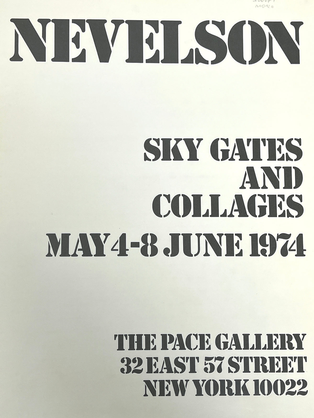 Nevelson: Sky Gates and Collages, Pace Gallery, 1974, Near Fine hardcover