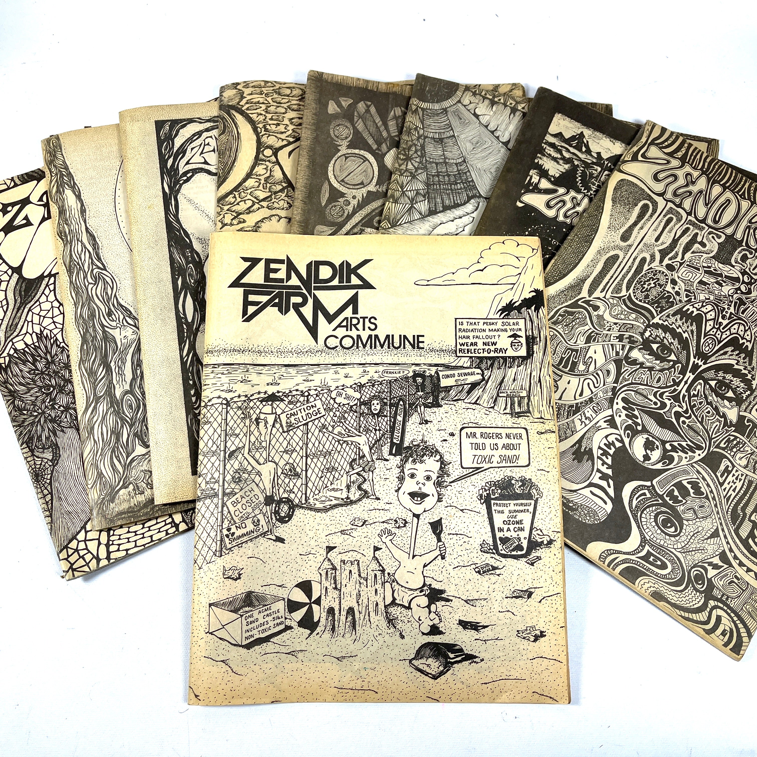 Zendik Farm Tribe/Arts Commune, 9 magazines, late 1980s/90s, Very