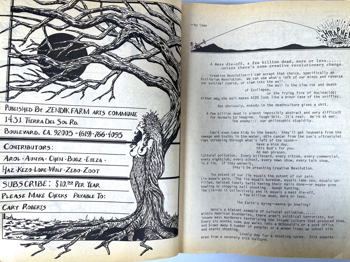 Zendik Farm Tribe/Arts Commune, 9 magazines, late 1980s/90s, Very Good staplebound