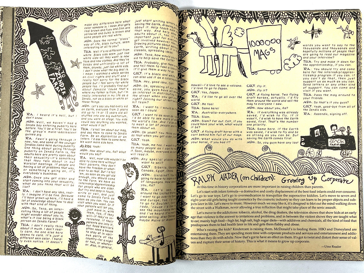 Zendik Farm Tribe/Arts Commune, 9 magazines, late 1980s/90s, Very Good staplebound