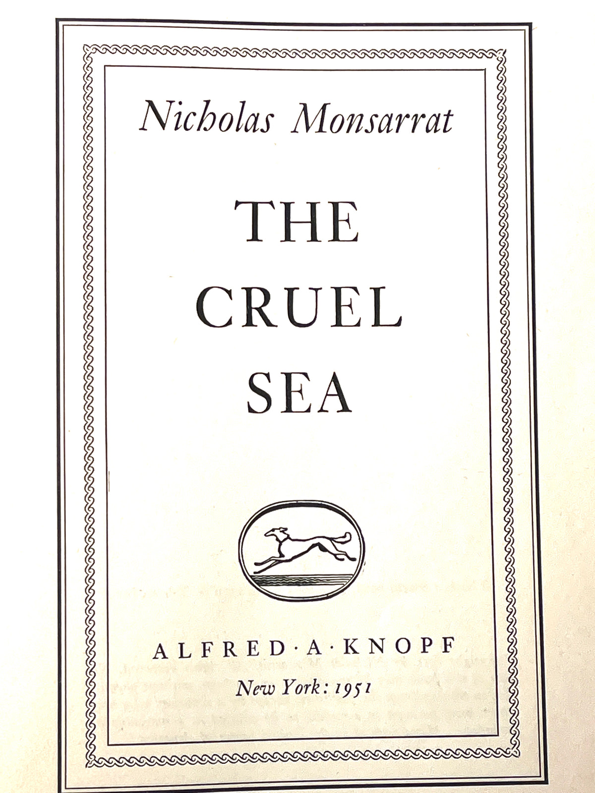 The Cruel Sea, Nicholas Monsarrat, 1951, Alfred A. Knopf, 1st Ed. Paperback, VG