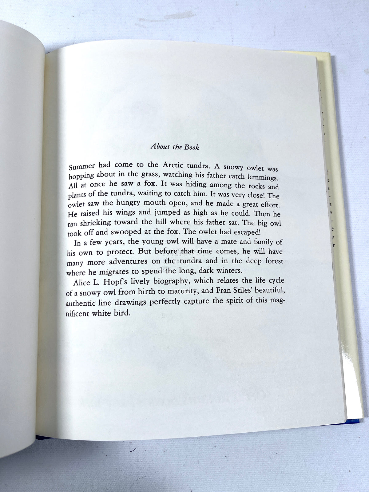 Alice L Hopf, Biography of a Snowy Owl, illus by Fran Stiles, 1979, Near Fine HC w/DJ