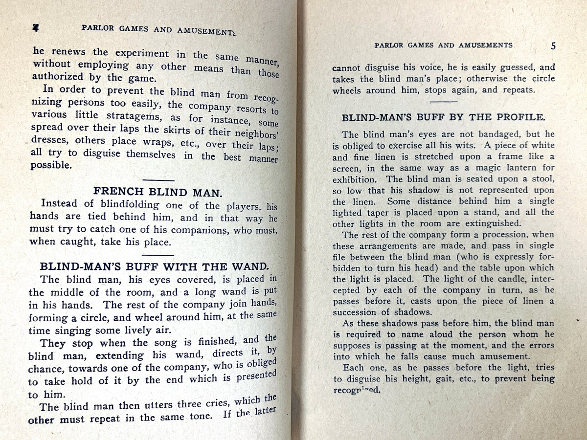 Parlor Game and Amusements, I & M Ottenheimer, 1912, Very Good softcover, ephemera