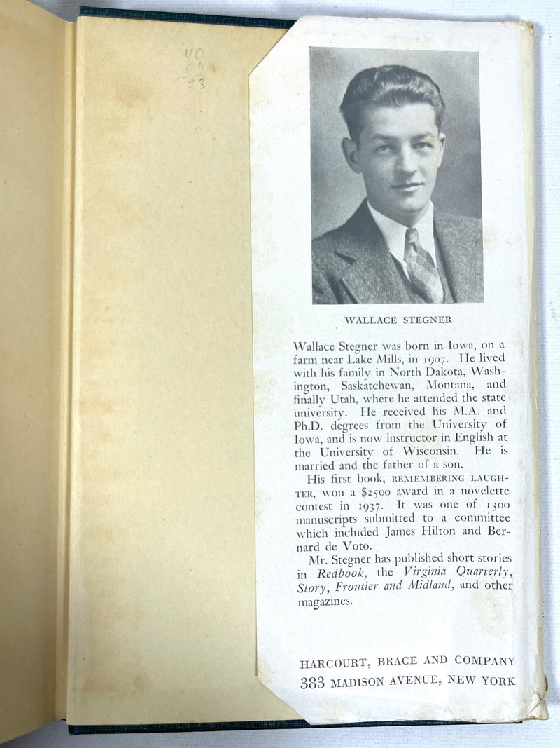 Wallace Stegner, On a Darkling Plain, First Edition, 1940, Very Good hardcover w/dust jacket