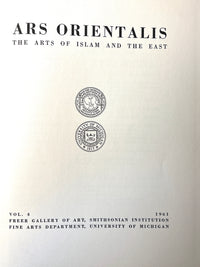 Ars Orientalis: The Arts of Islam and the East (v. 4), Smithsonian, 1961, VG