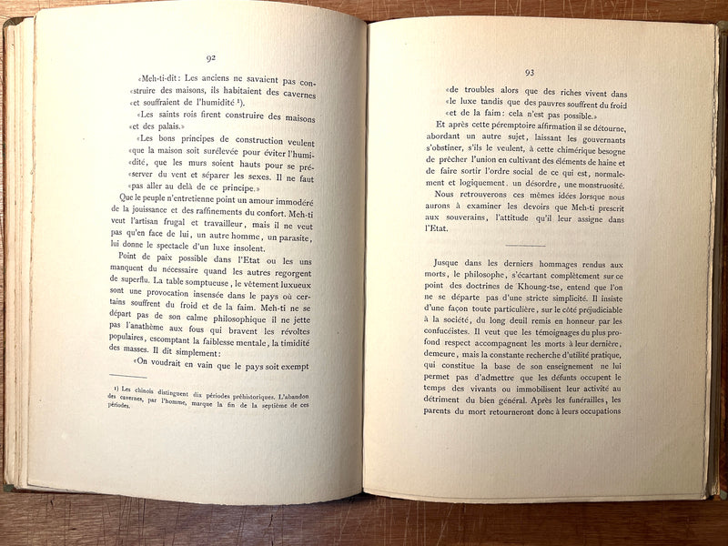 Socialisme Chinois: Le Philosophie Meh-Ti et l'Idée de Solidarité, Alexandra David, Luzac, 1907, VG